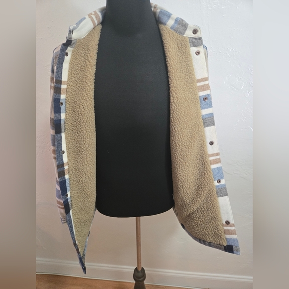 Zara Italian Fabric Plaid Overshirt Jacket Pockets Button Up - Picture 5 of 8